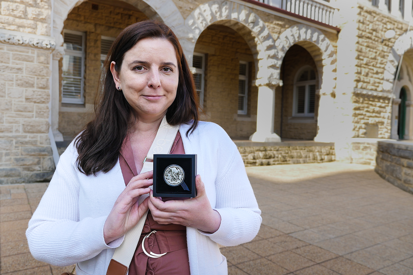 Vicky Moriarty with her silver coin